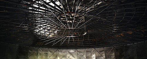 Innenansicht des Teleskopgasbehälters. Weiterverlinkung auf Teleskopgasbehälter Newsartikel